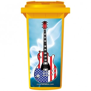 Stars And Stripes Guitar Wheelie Bin Sticker Panel